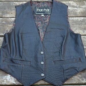 Pam Pam brown Leather Vest with Paisley Lining size M